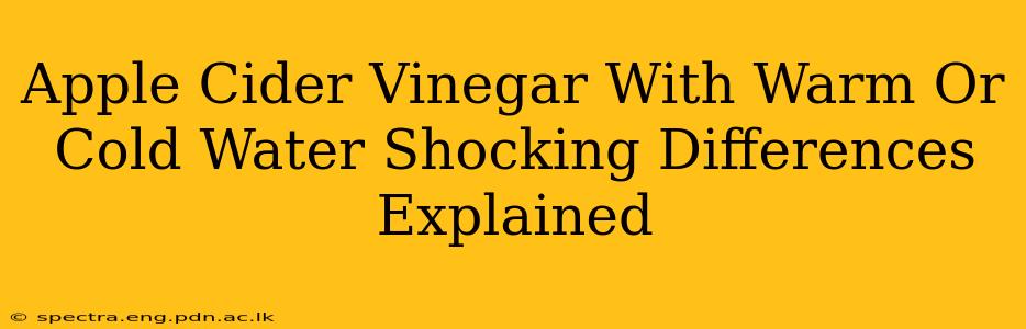 Apple Cider Vinegar With Warm Or Cold Water Shocking Differences Explained