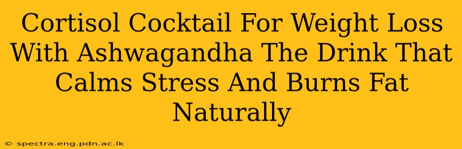 Cortisol Cocktail For Weight Loss With Ashwagandha The Drink That Calms Stress And Burns Fat Naturally