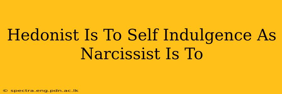Hedonist Is To Self Indulgence As Narcissist Is To