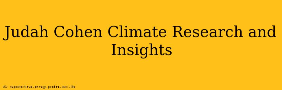 Judah Cohen Climate Research and Insights