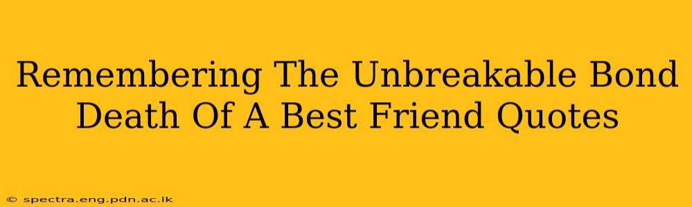 Remembering The Unbreakable Bond Death Of A Best Friend Quotes