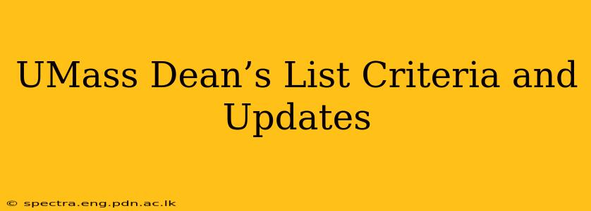 UMass Dean’s List Criteria and Updates