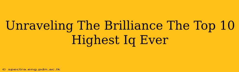 Unraveling The Brilliance The Top 10 Highest Iq Ever