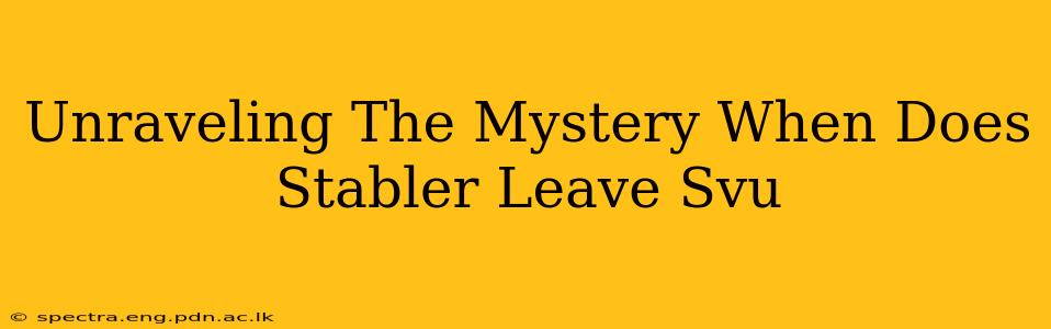 Unraveling The Mystery When Does Stabler Leave Svu