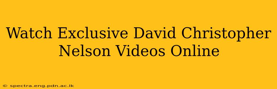 Watch Exclusive David Christopher Nelson Videos Online
