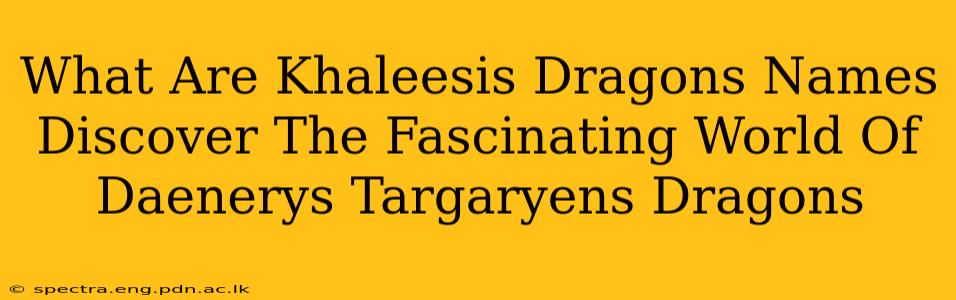 What Are Khaleesis Dragons Names Discover The Fascinating World Of Daenerys Targaryens Dragons